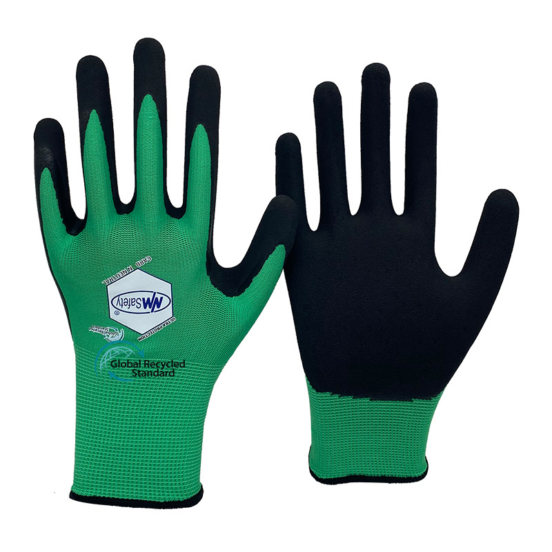 13 Gauge RPET Polyester Knitted Liner Foam Latex Coated Gloves [NM1350F-ECO]