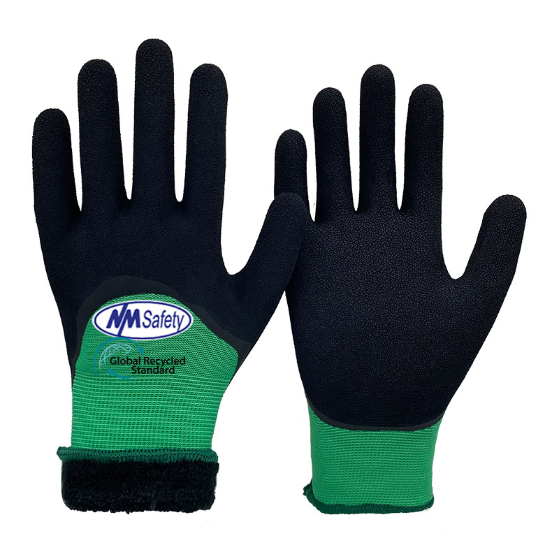 13 Gauge RPET Polyester Knitted Liner Foam Latex Half Coated Winter Work Gloves [NM1355DF-ECO]