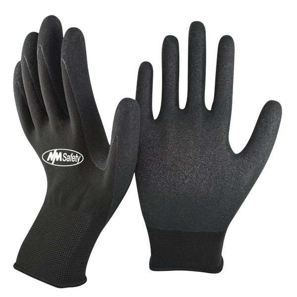 black-nylon-sandy-nitrile-palm-coated-glove